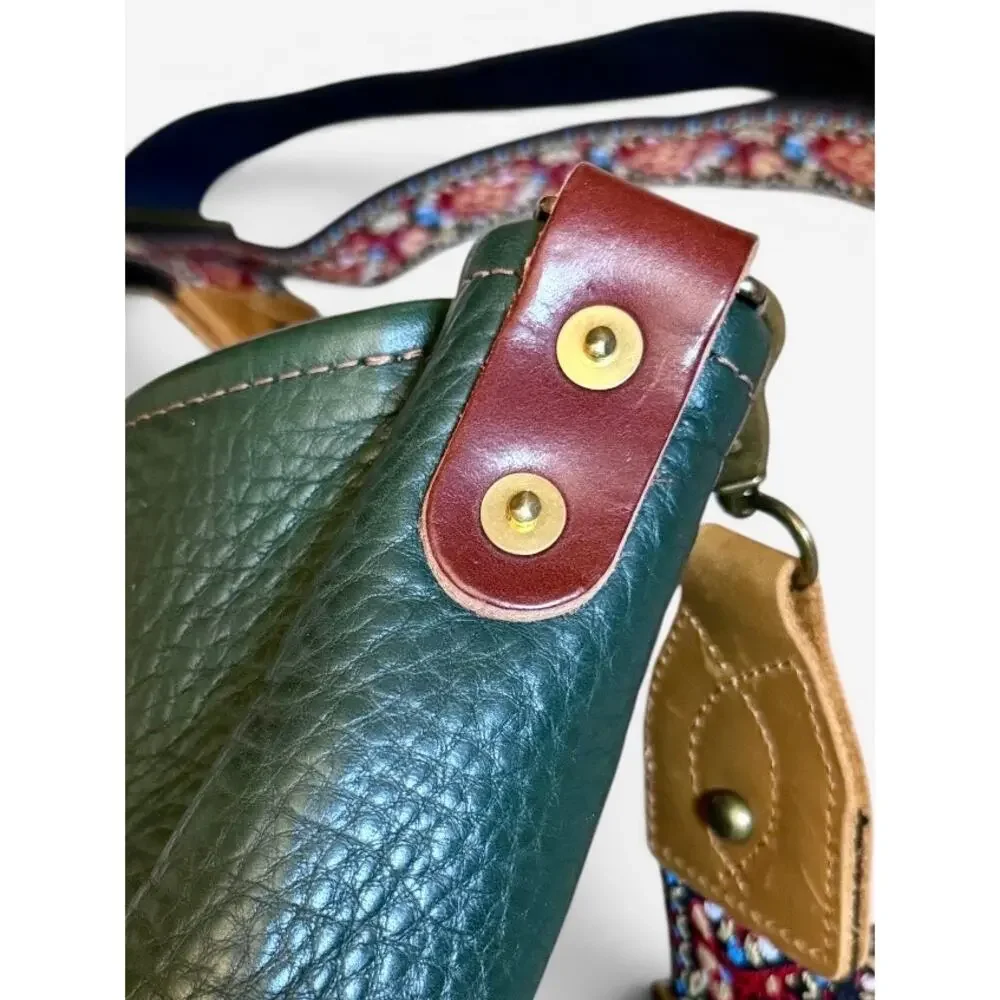 Go Forth Goods Celeste Leather Hobo Crossbody Shoulder Bag Forest Green Saddle